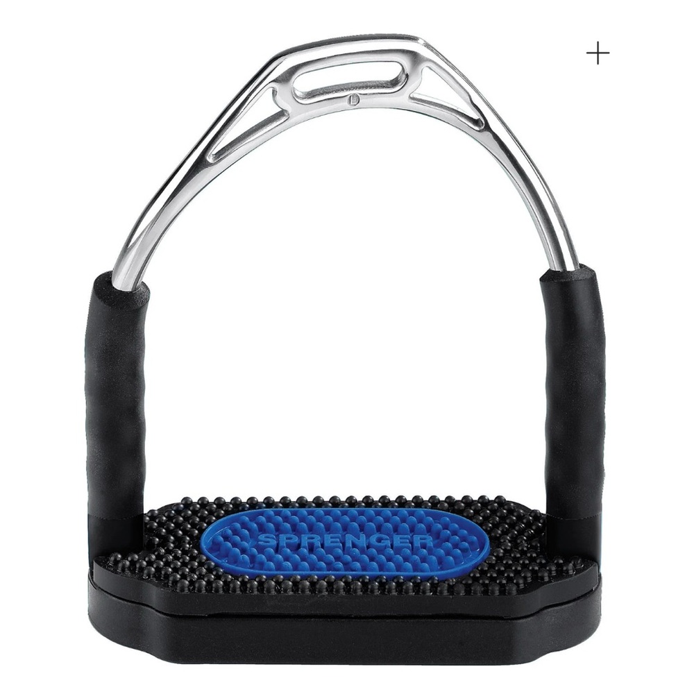 Herm Sprenger 4-F Bow Balance Black and Blue Stirrup Irons